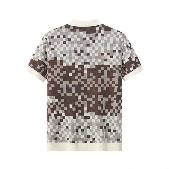 Pixel Fade Knit Polo WHITE