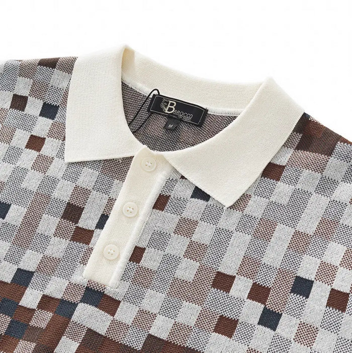 Pixel Fade Knit Polo WHITE