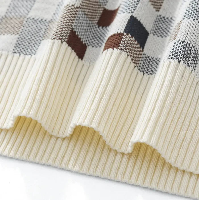 Pixel Fade Knit Polo WHITE