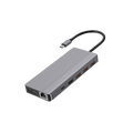 Powerology 13-in-1 Dual HDMI & DisplayPort USB-C Hub Ethernet - Gray