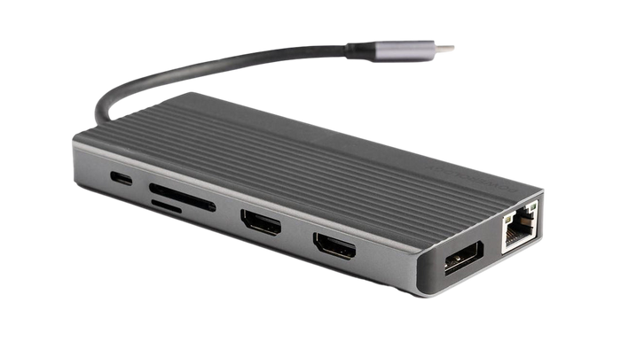 Powerology 13-in-1 Dual HDMI & DisplayPort USB-C Hub Ethernet - Gray