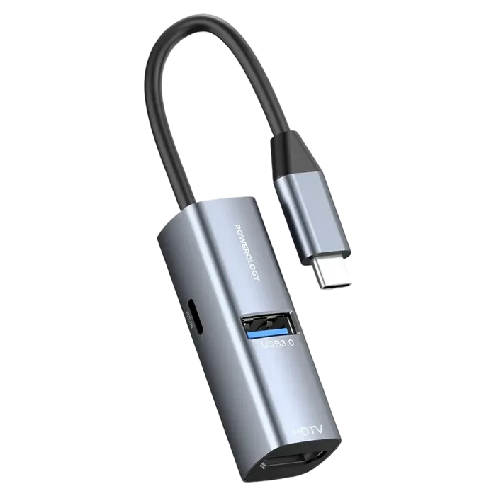 Powerology Aluminum Mini USB-C Hub - Black