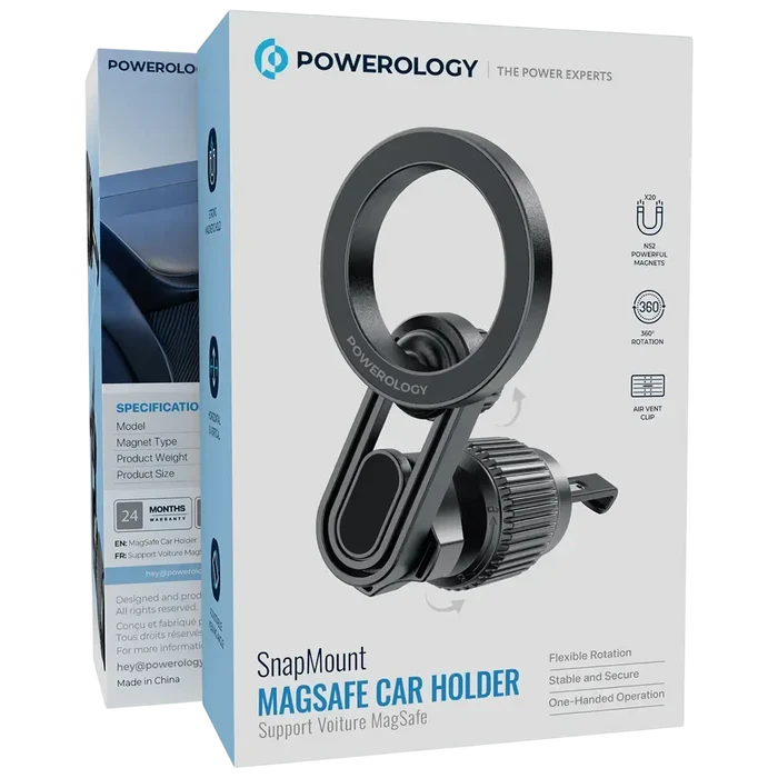 Powerology SnapMount MagSafe Car Holder - Black
