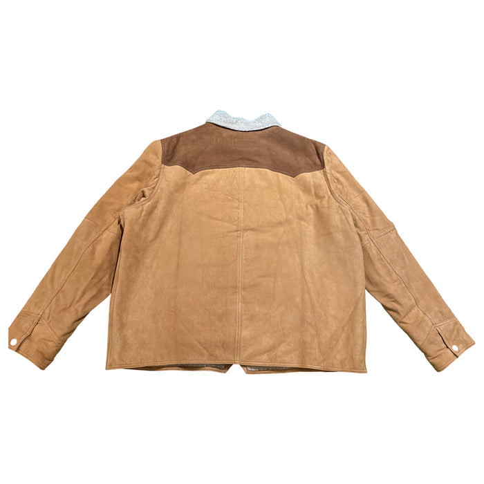 Scully Leather Mens Boar Suede Sherpa Fleece Jean Jacket Cafe Brown