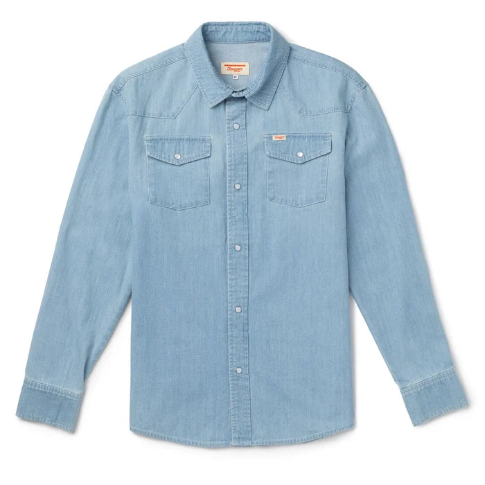Seager Reagan Pearl Snap Lightwash Indigo Shirt