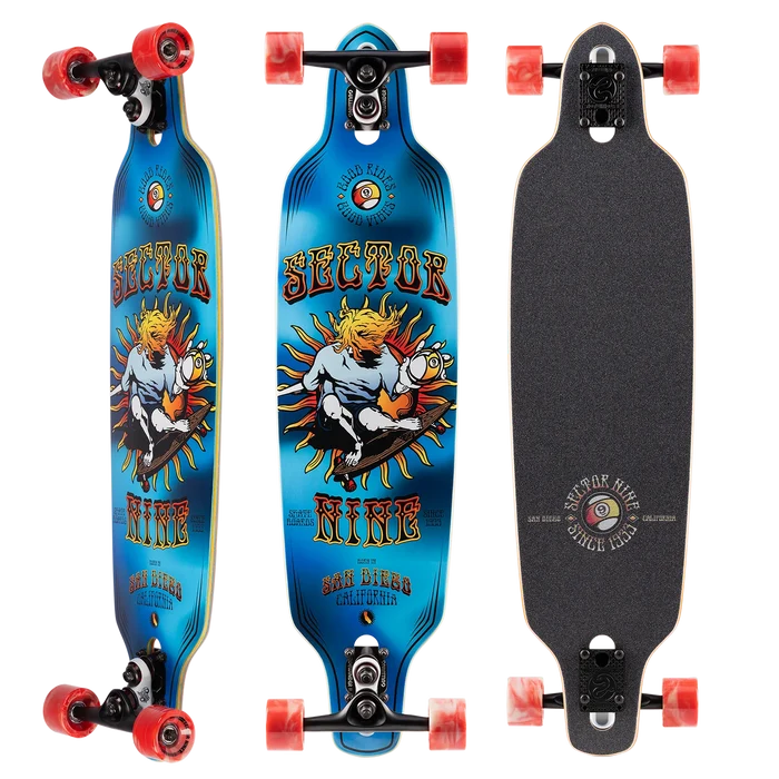 Sector Nine 9er Mini Fractal 34" X 8.7" Longboard Complete Skateboard