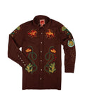 Sendero Show Pony Electric Brown Embroidered Western Pearl Snap L/s Button Up Shirt