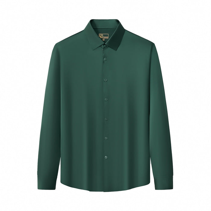 SIGNATURE SATIN STITCHLESS LS Shirt FOREST GREEN