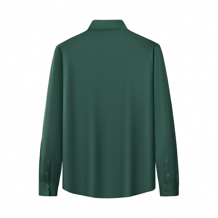 SIGNATURE SATIN STITCHLESS LS Shirt FOREST GREEN