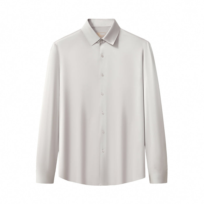 SIGNATURE SATIN STITCHLESS LS Shirt SILVER