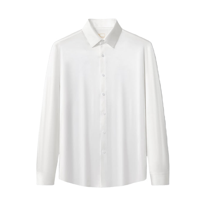 SIGNATURE SATIN STITCHLESS LS Shirt WHITE