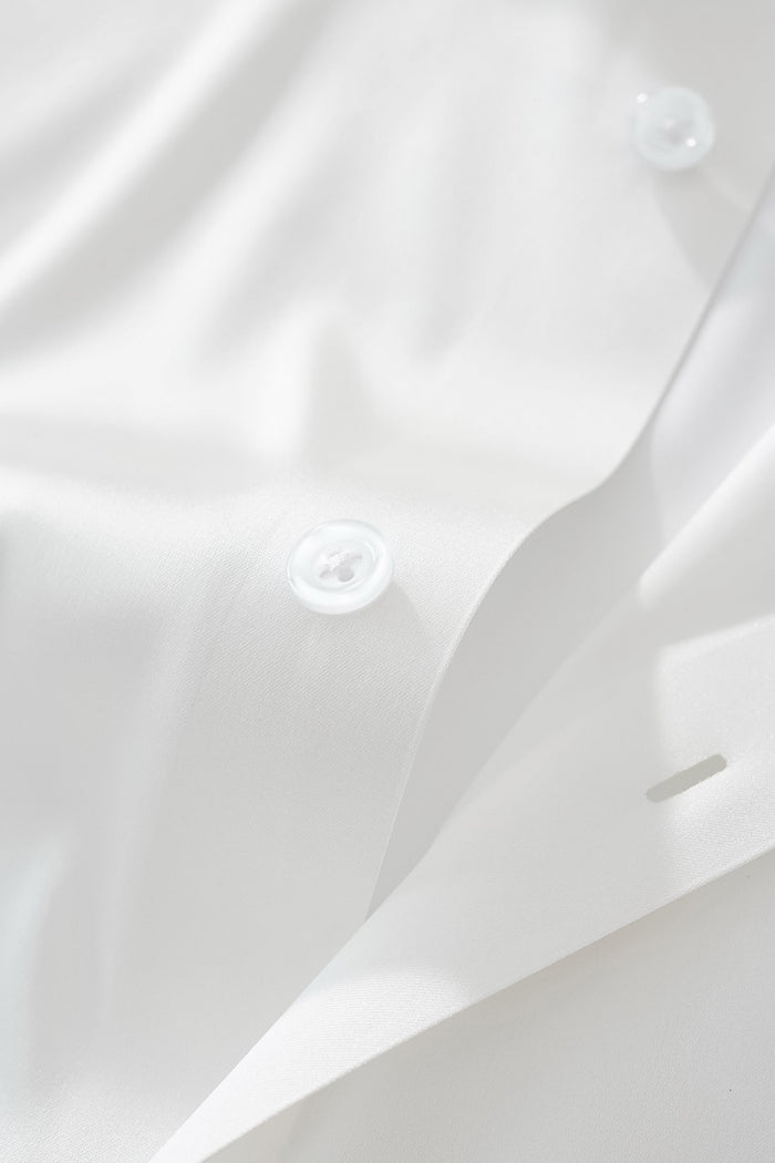 SIGNATURE SATIN STITCHLESS LS Shirt WHITE