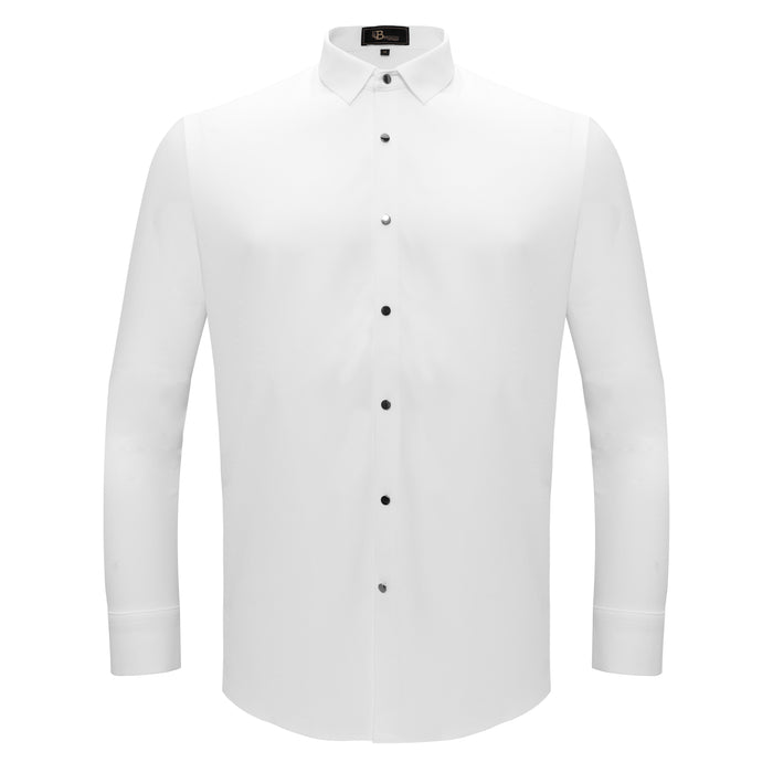 Silver Sophistication Button-Up Shirt WHITE - Dudes Boutique