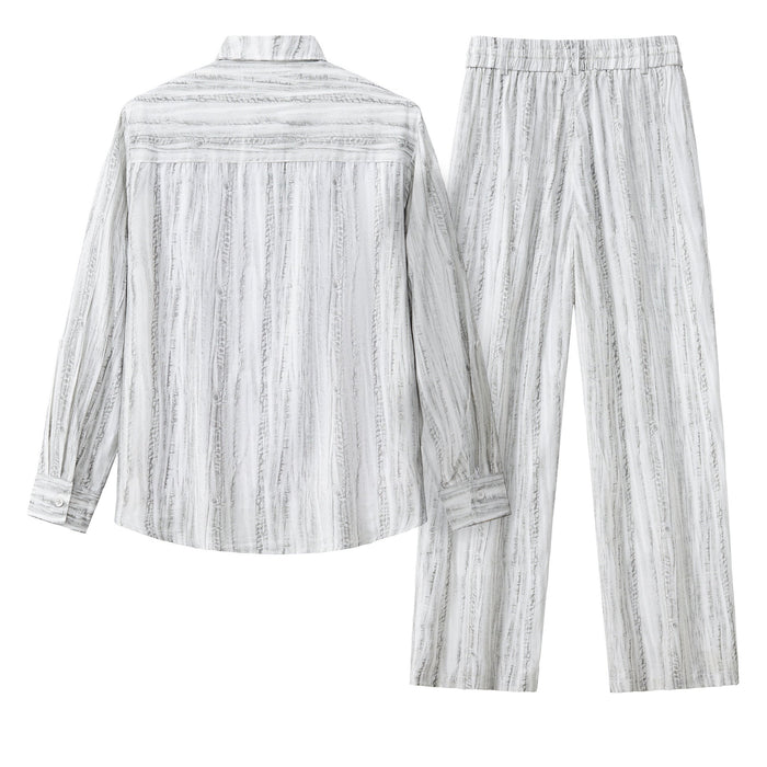 Strata Set – Printed Long Sleeve Shirt & Pant GREY