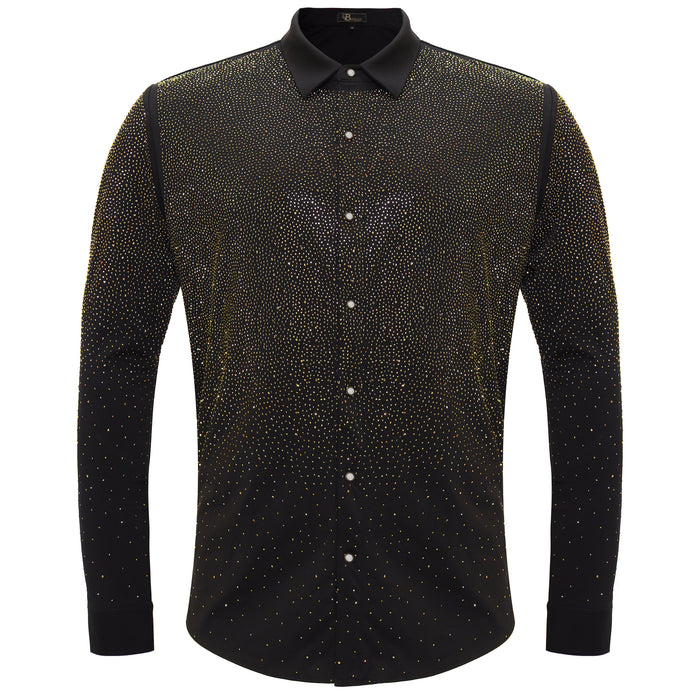 Super Nova Button-Up Shirt BLACK/GOLD - Dudes Boutique
