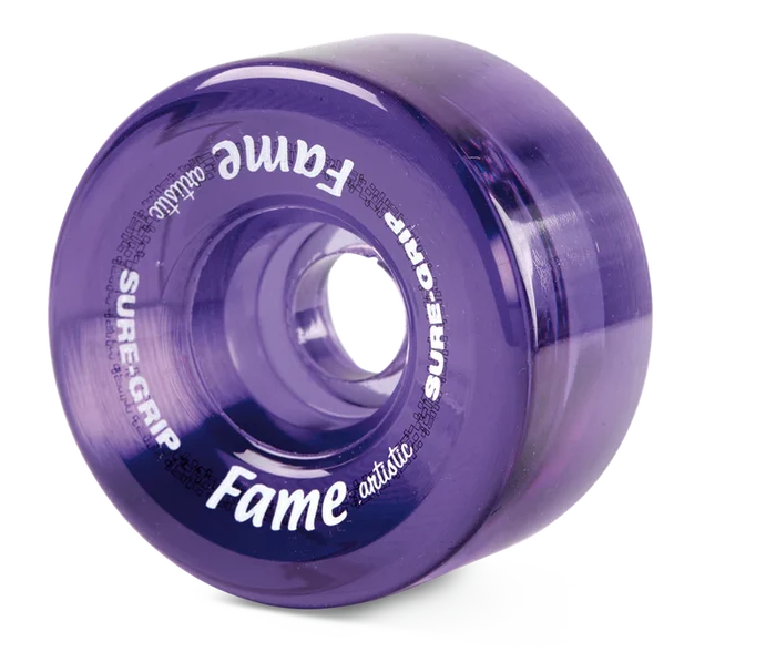 Sure-Grip Fame Artistic 95a 57mm (Set of 8) Clear Purple Roller Skate Wheels