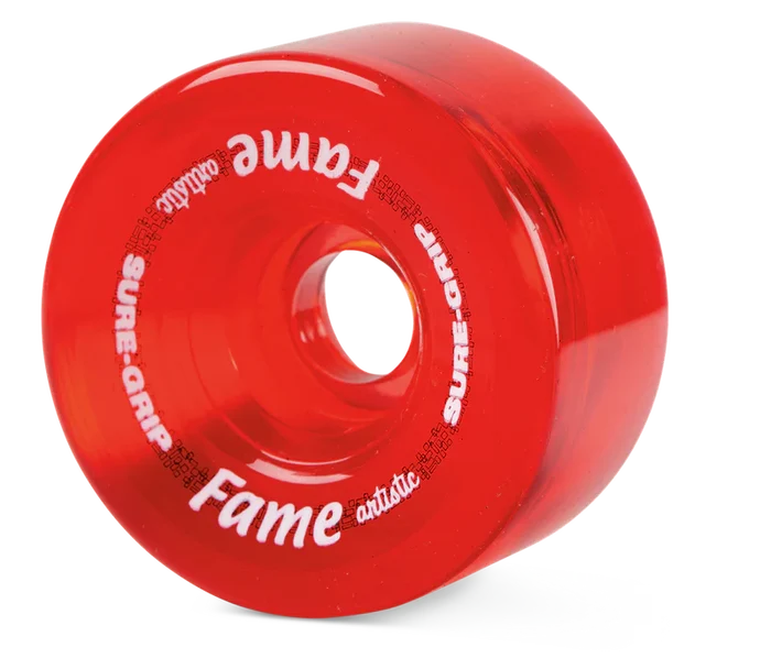 Sure-Grip Fame Artistic 95a 57mm (Set of 8) Clear Red Roller Skate Wheels
