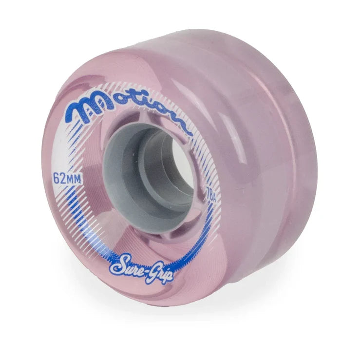 Sure-Grip Motion Clear Pink 78a 62mm (Set of 8) Roller Skate Wheels