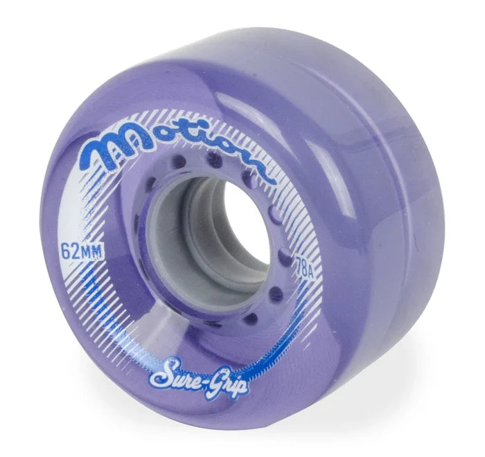 Sure-Grip Motion Clear Purple 78a 62mm (Set of 8) Roller Skate Wheels
