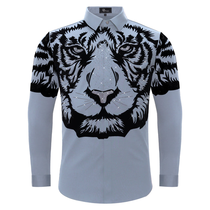 Tiger's Wrath Button-Up Shirt SKY/BLUE GUN - Dudes Boutique