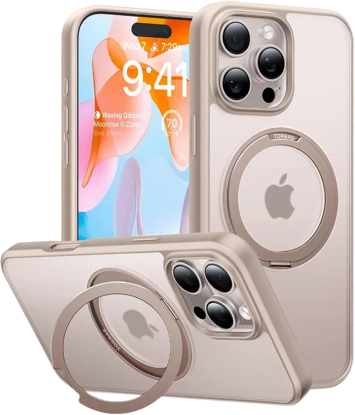 TOORAS Ostand Pro 360° Rotate Stand MagSafe Case for iPhone 16 Pro Max - Desert Gold #color_desert-gold