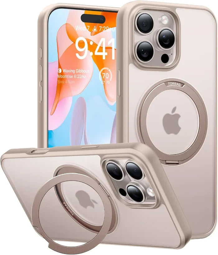 TOORAS Ostand Pro 360° Rotate Stand MagSafe Case for iPhone 16 Pro - Desert Gold #color_desert-gold