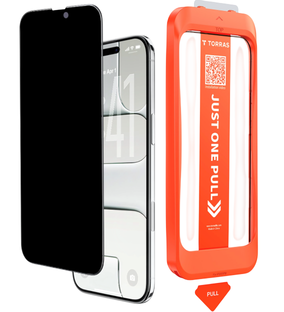 TORRAS Install Master Privacy Screen Protector for iPhone 17 Pro & Pro Max