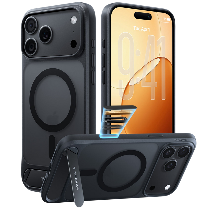 Torras Ostand L1 Case for iPhone 17 Pro Max / iPhone 18 Pro Max - Black #color_black