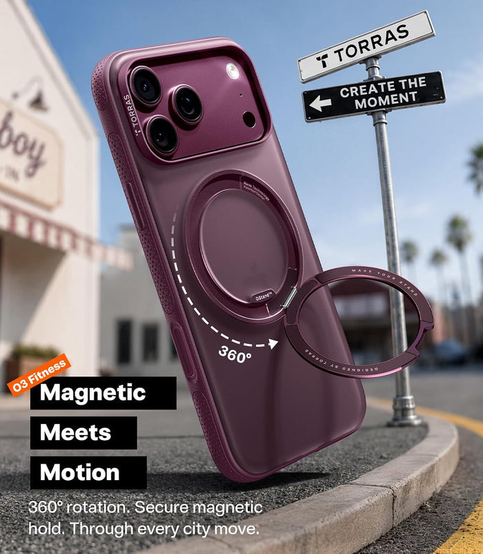 Torras Ostand O3 Light Case for iPhone 18 Pro - Burgundy #color_burgundy