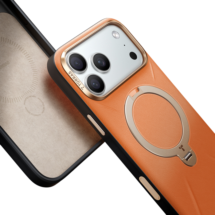 TORRAS Ostand Q3 VegSkin Case for iPhone 17 Pro & Pro Max - Amber Brown #color_amber-brown