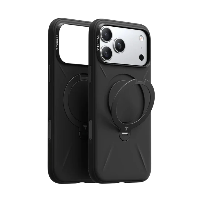 TORRAS Ostand Spin Silicone MagSafe Case for iPhone 17 Pro & Pro Max - Obsidian Black #color_obsidian-black