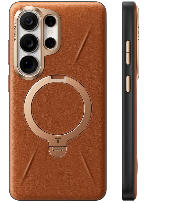 TORRAS Ostand Spin VegSkin for Samsung Galaxy S26 Ultra - Amber Brown #color_amber-brown