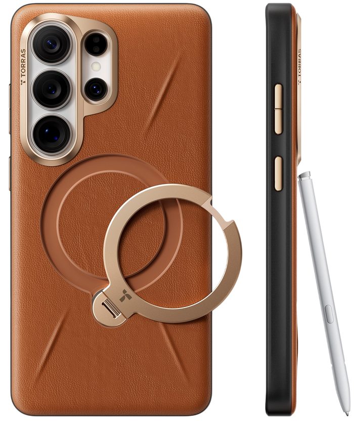 TORRAS Ostand Spin VegSkin for Samsung Galaxy S26 Ultra - Amber Brown #color_amber-brown