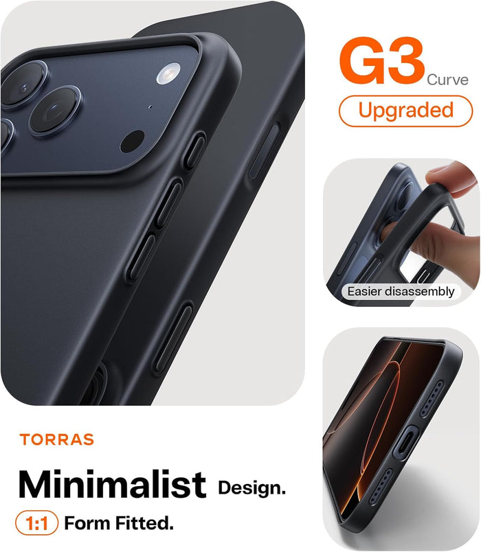 TORRAS SlimFit MagSafe Black Case for iPhone 17 Pro / Pro Max / Air