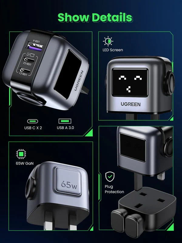 Ugreen Nexode RG 65W USB C GaN Charger (Black)