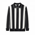 Vanguard Stripe Knit Polo LS BLACK