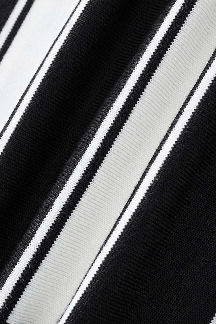 Vanguard Stripe Knit Polo LS BLACK