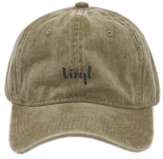 Vinyl Script Khaki Dad Hat