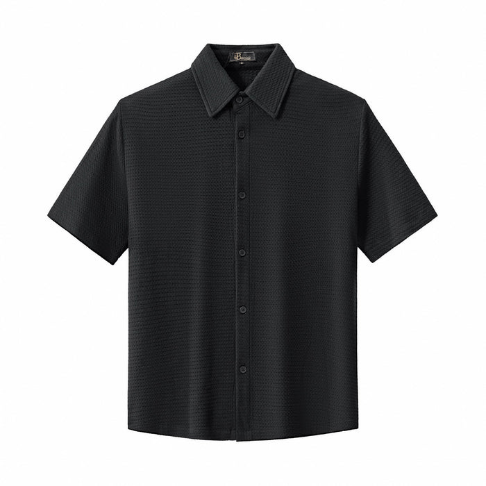 Vista Set – Waffle Textured Shirt & Pant BLACK