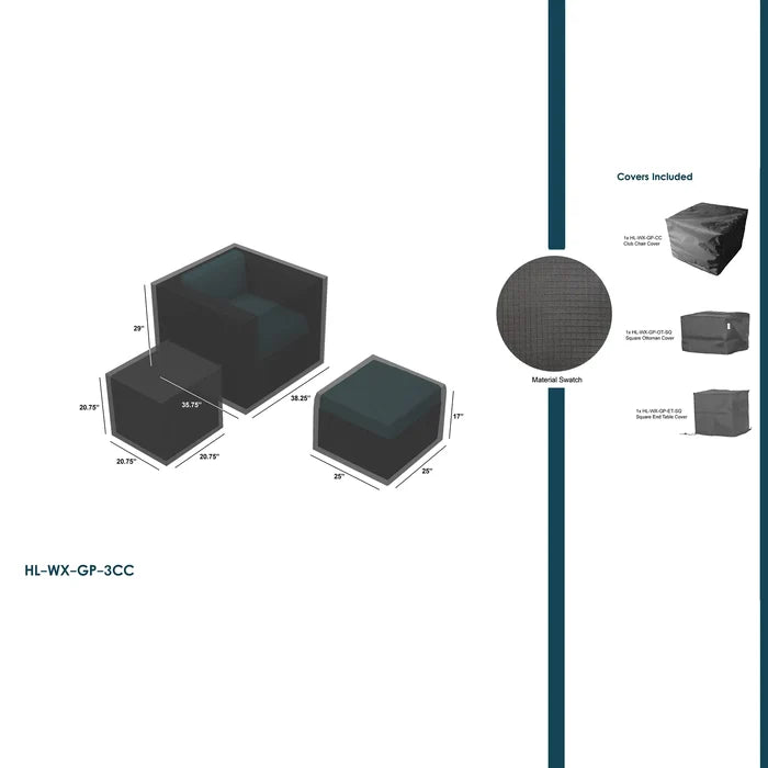 Harmonia Living WeatherX Covers for 3 Piece Club Chair Set 1