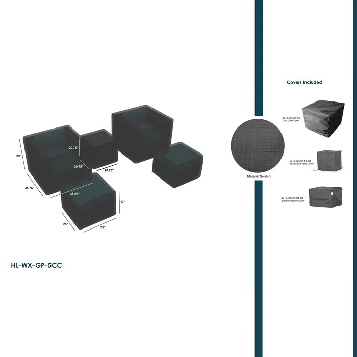 Harmonia Living WeatherX Covers For 5 Piece Club Chair Set 1