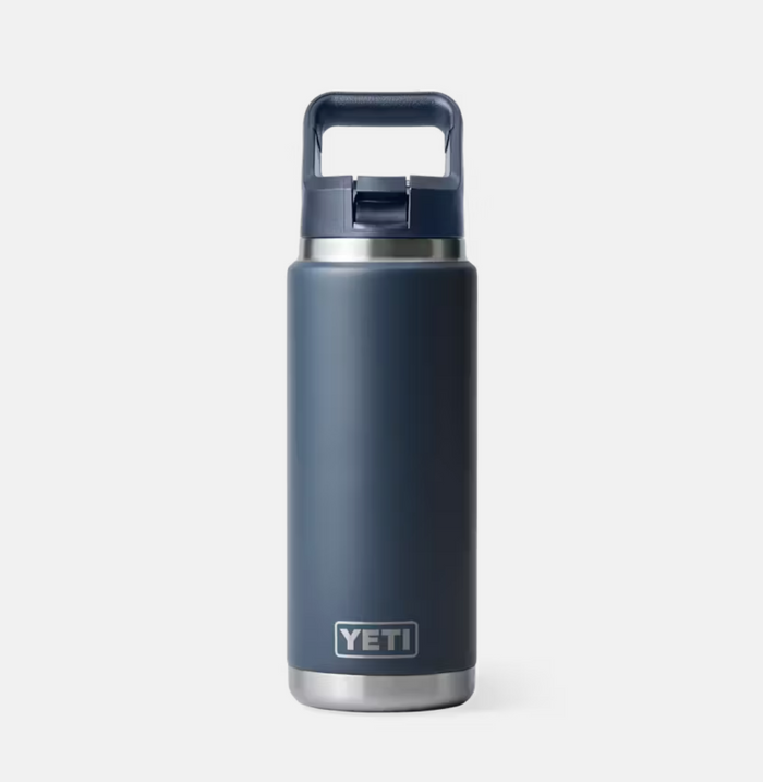 Yeti Rambler 26oz Navy Matching Straw Cap Water Bottle