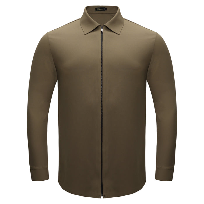 Zenith Zip Shirt KHAKI - Dudes Boutique